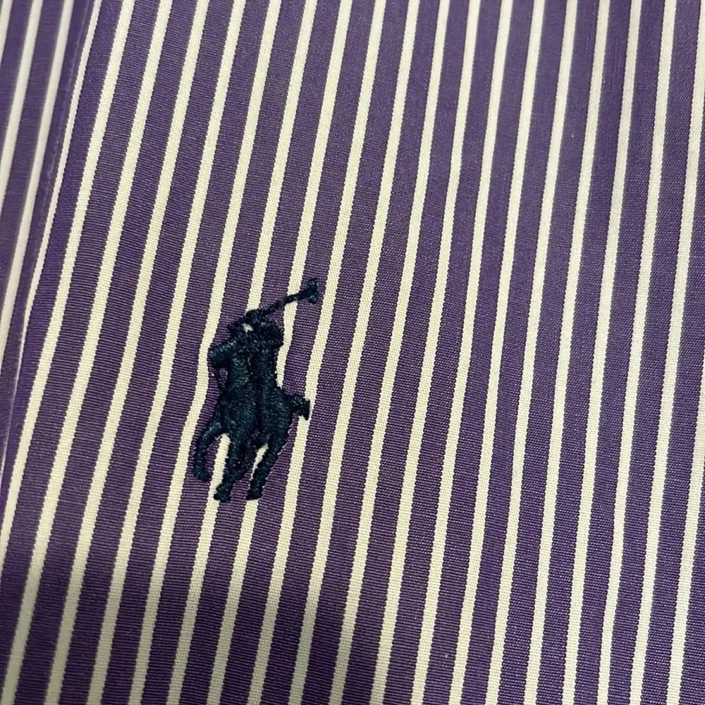 Polo by Ralph Lauren Andrew Classic Fit 15-1/2 and‎ 32/33 Purple and White - Picture 4 of 5